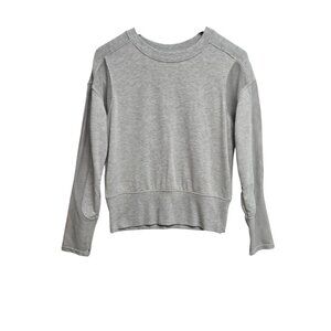 Yogalicious Womens Large Light Gray Sweatshirt Mesh Inset Pullover Keyhole Back